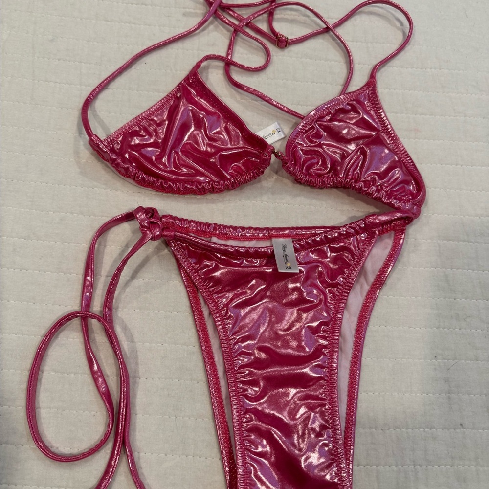 Heavy Manners Shiny Pink Bikini Set. New without tags. Size XS.